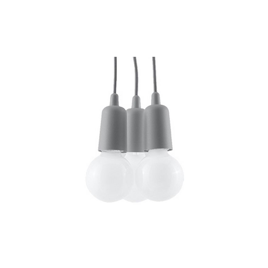 Lestenec na vrvici DIEGO 3xE27/60W/230V siva