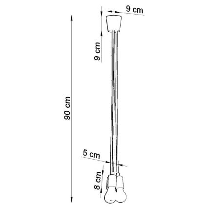 Lestenec na vrvici DIEGO 3xE27/60W/230V zelen