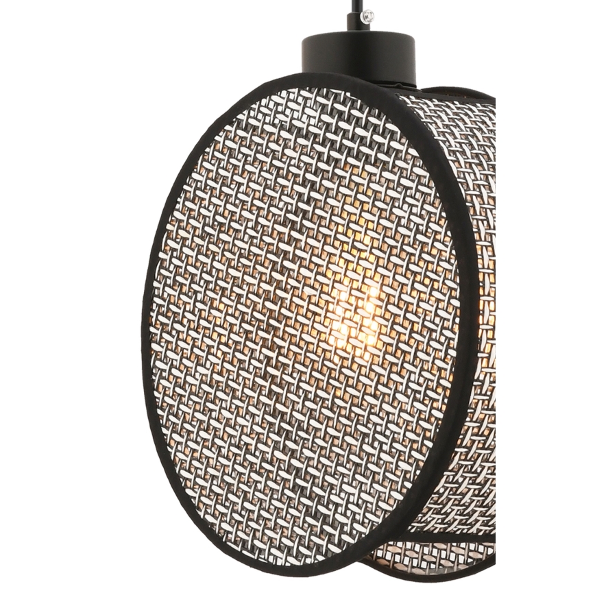 Lestenec na vrvici DRUM 1xE27/60W/230V siva/črna