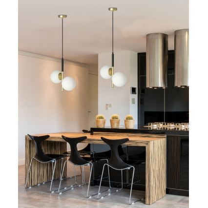 Lestenec na vrvici DUO 2xE14/40W/230V zlato/črna