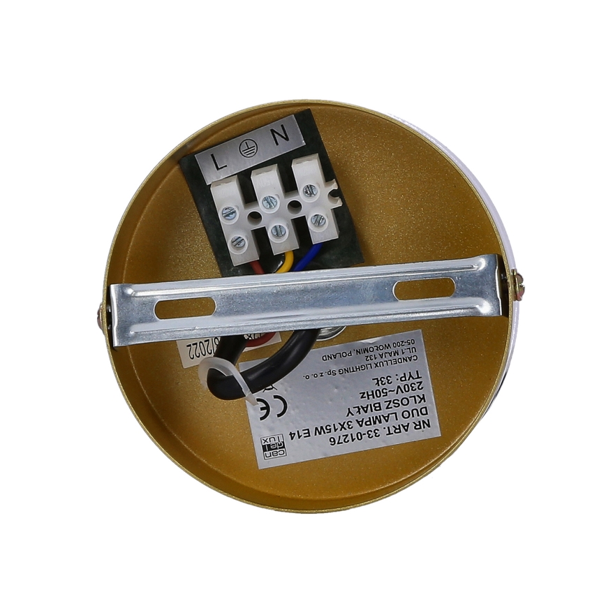 Lestenec na vrvici DUO 3xE14/40W/230V zlato/črna
