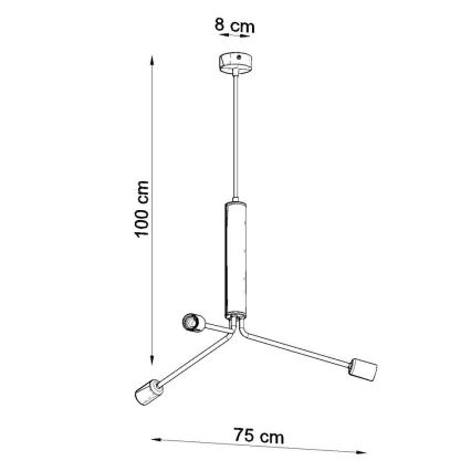 Lestenec na vrvici DUOMO 3D 3xE27/60W/230V črn