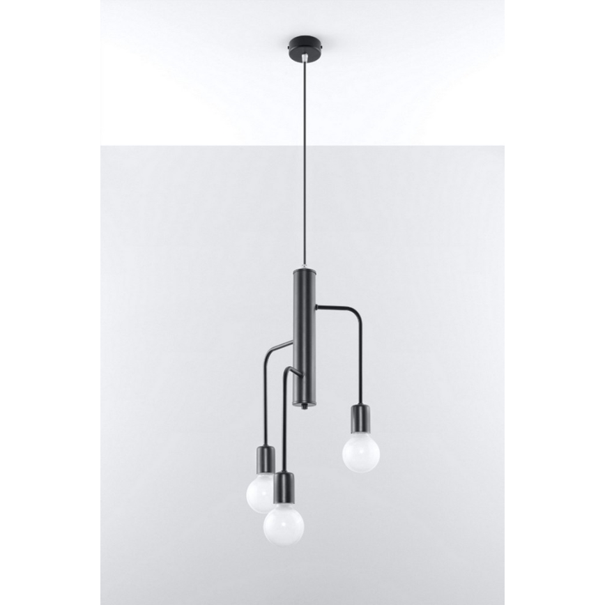Lestenec na vrvici DUOMO 3M 3xE27/60W/230V črn