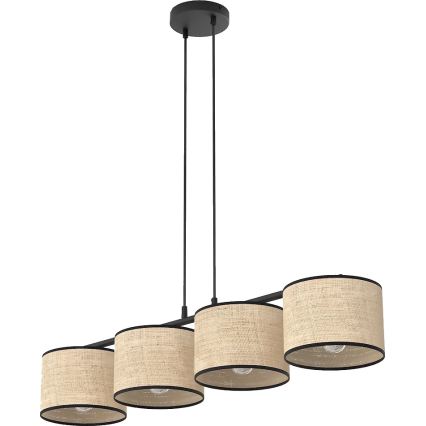 Lestenec na vrvici ECO 4xE27/15W/230V bež/ratan