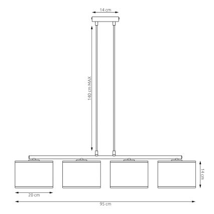 Lestenec na vrvici ECO 4xE27/15W/230V bež/ratan