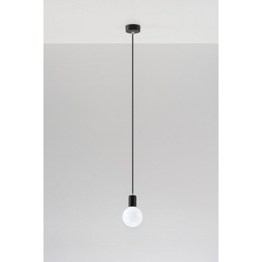 Lestenec na vrvici EDISON 1xE27/60W/230V črn