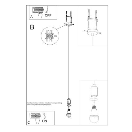 Lestenec na vrvici EDISON 1xE27/60W/230V črn