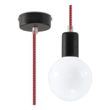 Lestenec na vrvici EDISON 1xE27/60W/230V črna, rdeča
