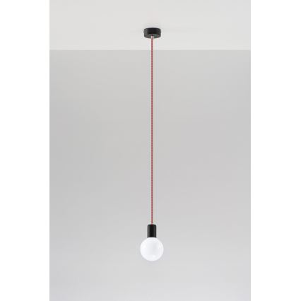 Lestenec na vrvici EDISON 1xE27/60W/230V črna, rdeča