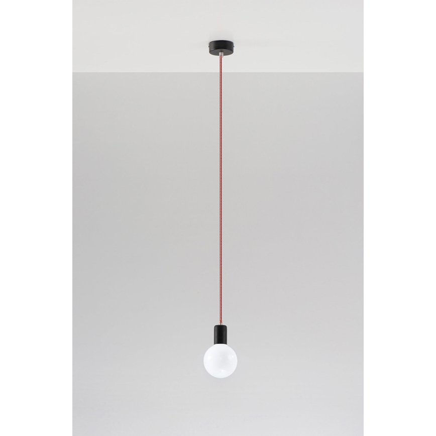Lestenec na vrvici EDISON 1xE27/60W/230V črna, rdeča