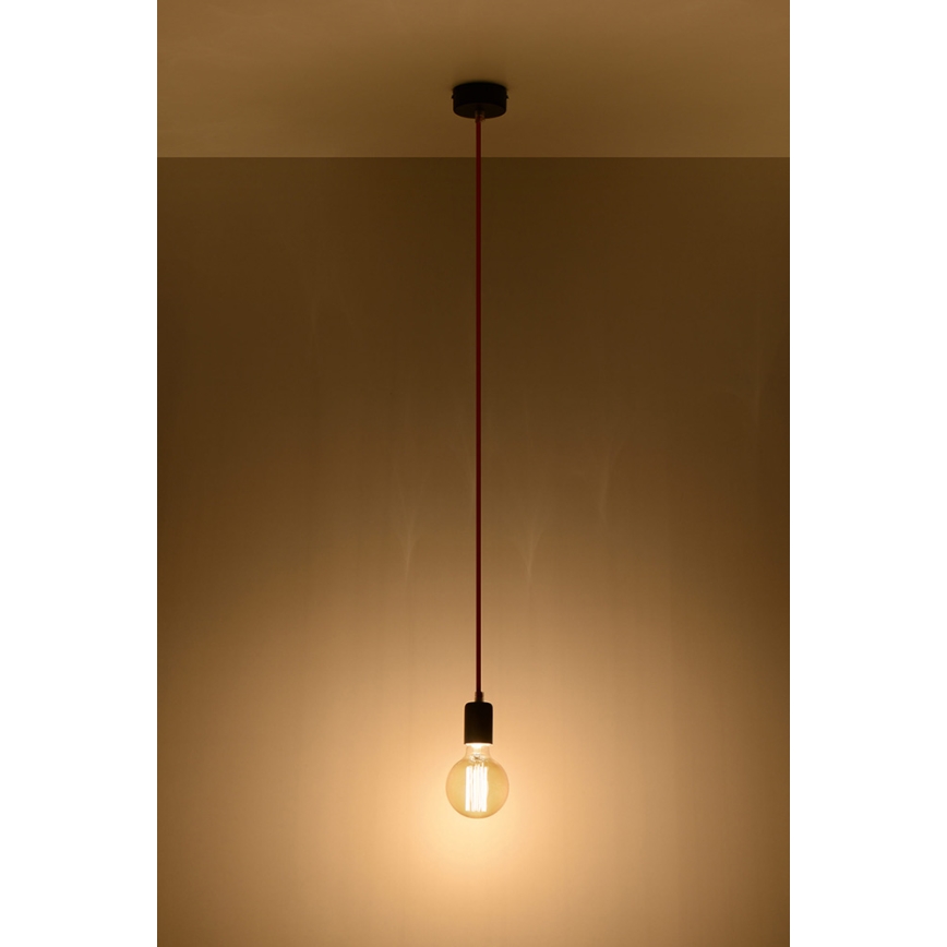Lestenec na vrvici EDISON 1xE27/60W/230V črna, rdeča