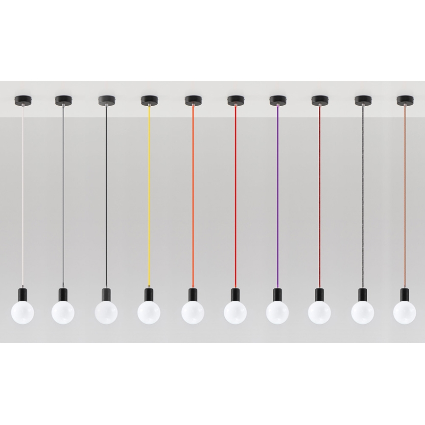 Lestenec na vrvici EDISON 1xE27/60W/230V črna, rdeča