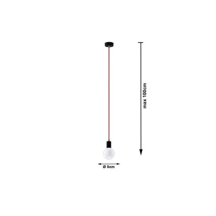 Lestenec na vrvici EDISON 1xE27/60W/230V črna, rdeča