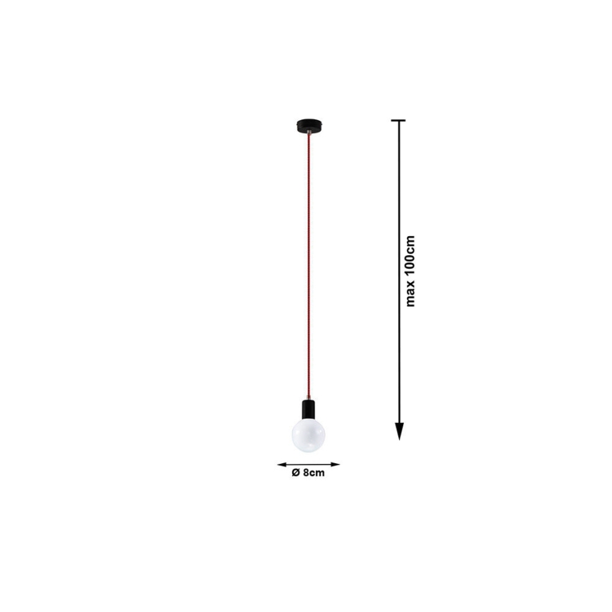 Lestenec na vrvici EDISON 1xE27/60W/230V črna, rdeča