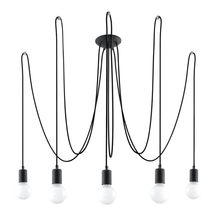 Lestenec na vrvici EDISON 5 5xE27/60W/230V pajek črna