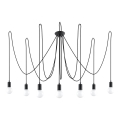 Lestenec na vrvici EDISON 7 7xE27/60W/230V pajek črna