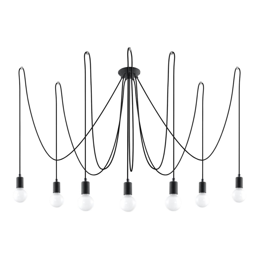 Lestenec na vrvici EDISON 7 7xE27/60W/230V pajek črna