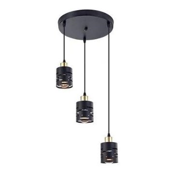 Lestenec na vrvici ELEN 3xE27/35W/230V premer 29 cm črna/zlata