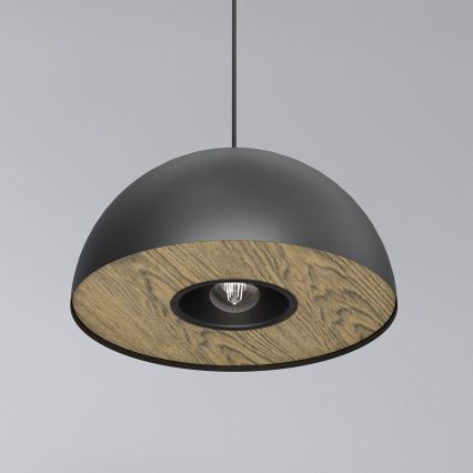 Lestenec na vrvici ELGUND 1xE27/15W/230V pr. 35 cm črna