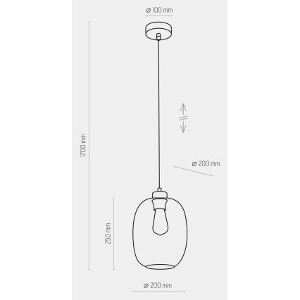 Lestenec na vrvici ELIO 1xE27/15W/230V