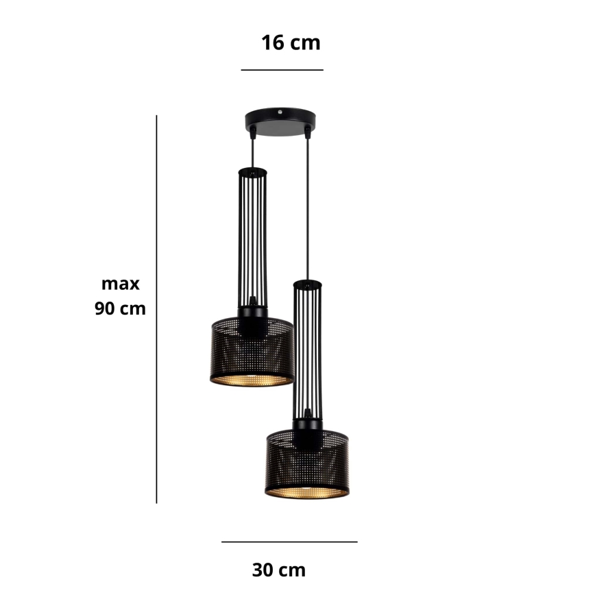Lestenec na vrvici ELIS 2xE27/60W/230V premer 30 cm