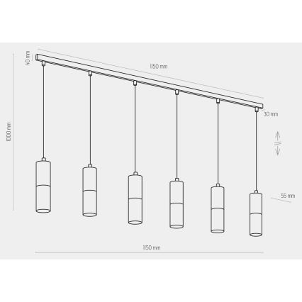 Lestenec na vrvici ELIT 6xGU10/10W/230V črn