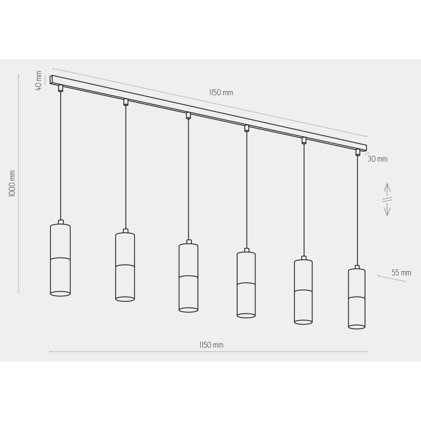 Lestenec na vrvici ELIT 6xGU10/10W/230V črn