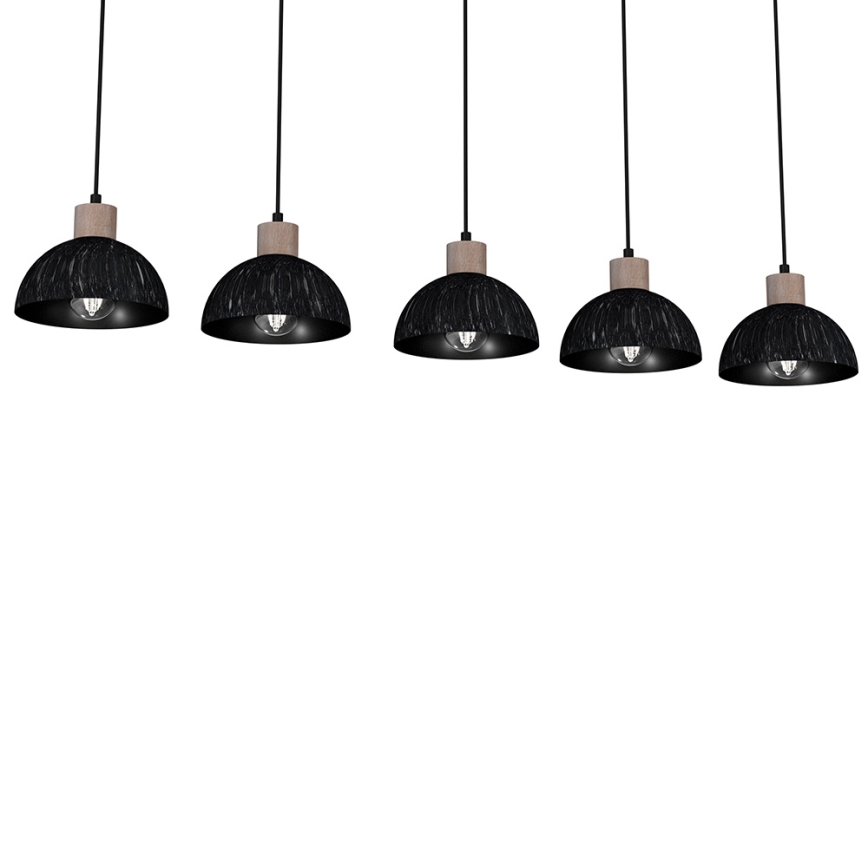 Lestenec na vrvici ERIK 5xE27/60W/230V rjav/črn