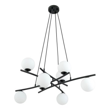 Lestenec na vrvici ESSA 8xE14/10W/230V črna/bela