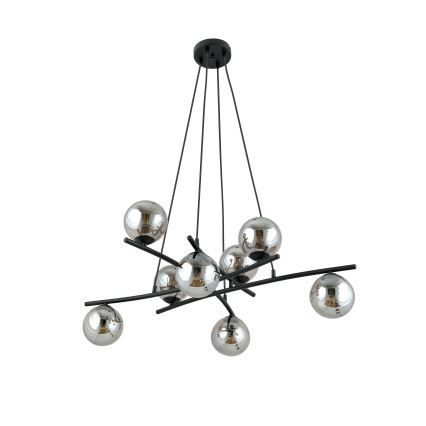 Lestenec na vrvici ESSA 8xE14/10W/230V črna/dimna