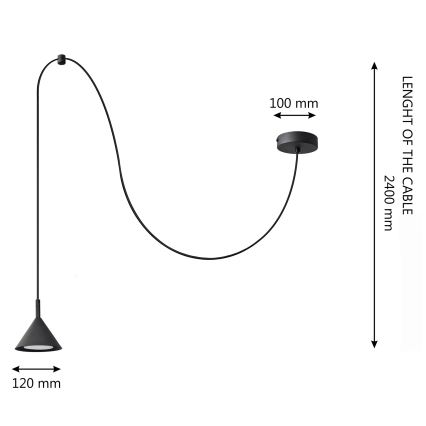 Lestenec na vrvici ETNA LONG 1xGX53/15W/230V črna