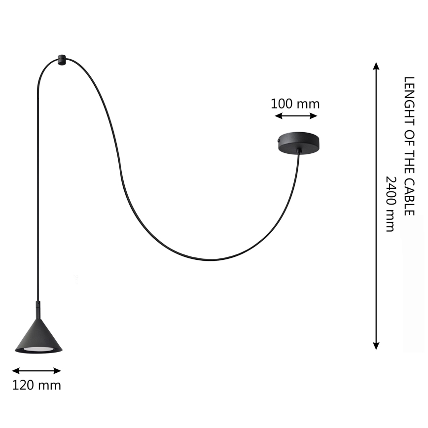 Lestenec na vrvici ETNA LONG 1xGX53/15W/230V črna