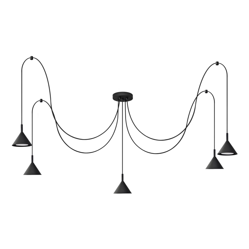 Lestenec na vrvici ETNA LONG 5xGX53/15W/230V spider črna