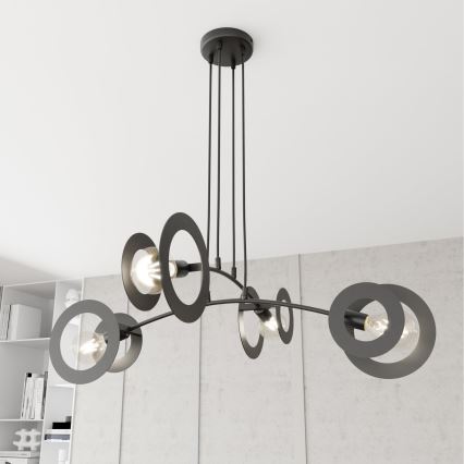 Lestenec na vrvici EUFORIA 4xE27/15W/230V črna