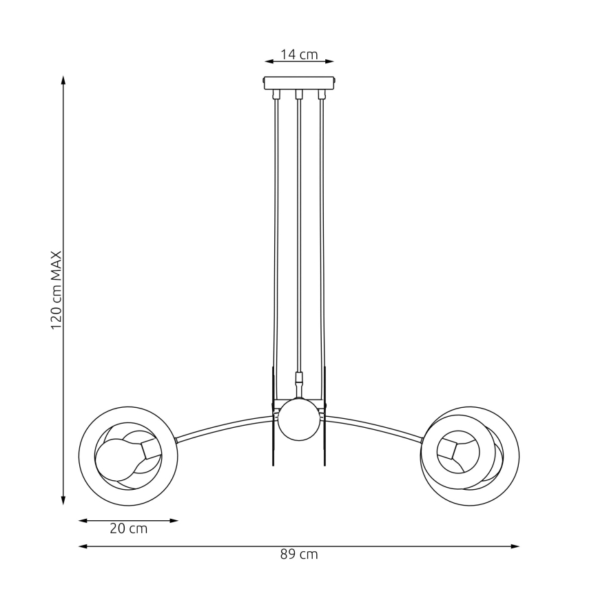 Lestenec na vrvici EUFORIA 4xE27/15W/230V črna