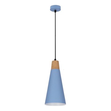 Lestenec na vrvici FARO 1xE27/40W/230V modra/bukev