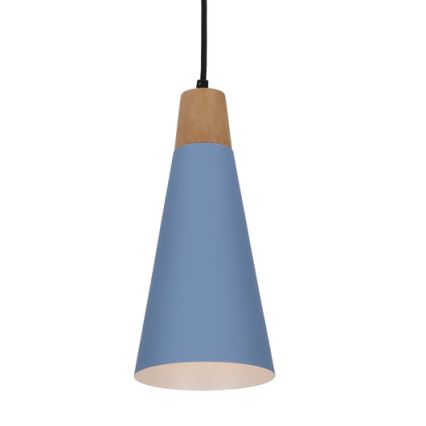 Lestenec na vrvici FARO 1xE27/40W/230V modra/bukev