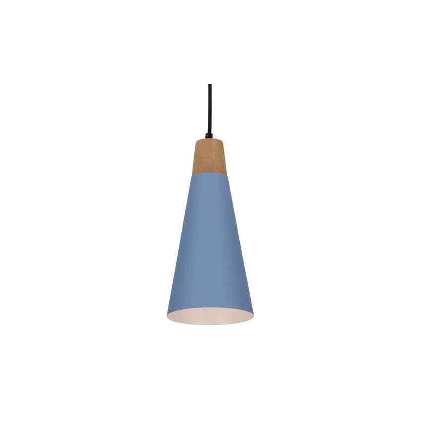 Lestenec na vrvici FARO 1xE27/40W/230V modra/bukev