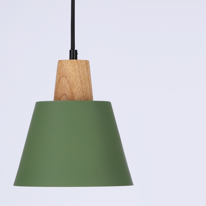Lestenec na vrvici FARO 1xE27/40W/230V zelena/bukev