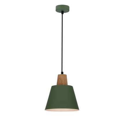 Lestenec na vrvici FARO 1xE27/40W/230V zelena/bukev