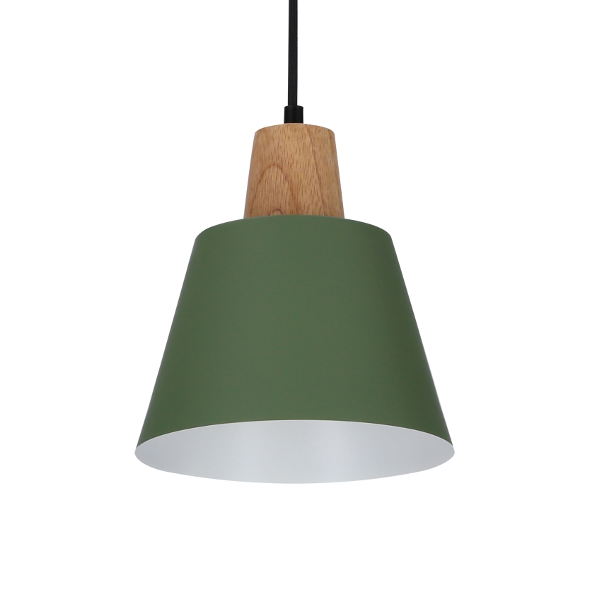 Lestenec na vrvici FARO 1xE27/40W/230V zelena/bukev