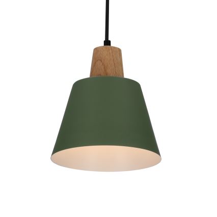 Lestenec na vrvici FARO 1xE27/40W/230V zelena/bukev