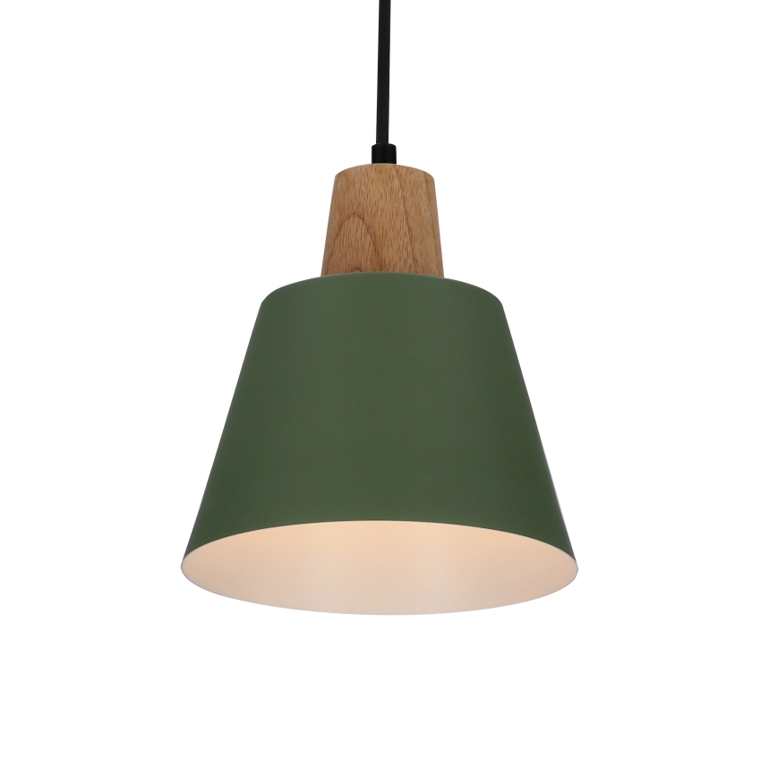 Lestenec na vrvici FARO 1xE27/40W/230V zelena/bukev