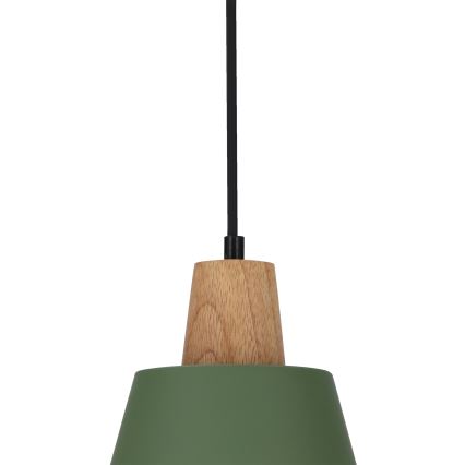 Lestenec na vrvici FARO 1xE27/40W/230V zelena/bukev