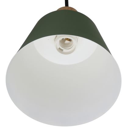 Lestenec na vrvici FARO 1xE27/40W/230V zelena/bukev