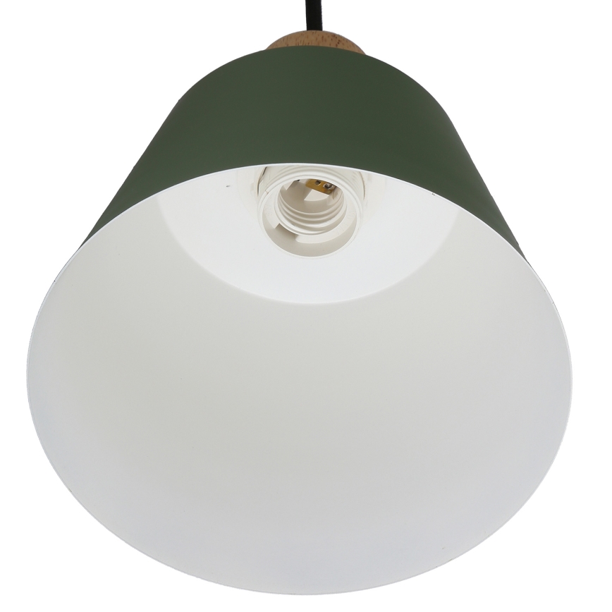 Lestenec na vrvici FARO 1xE27/40W/230V zelena/bukev