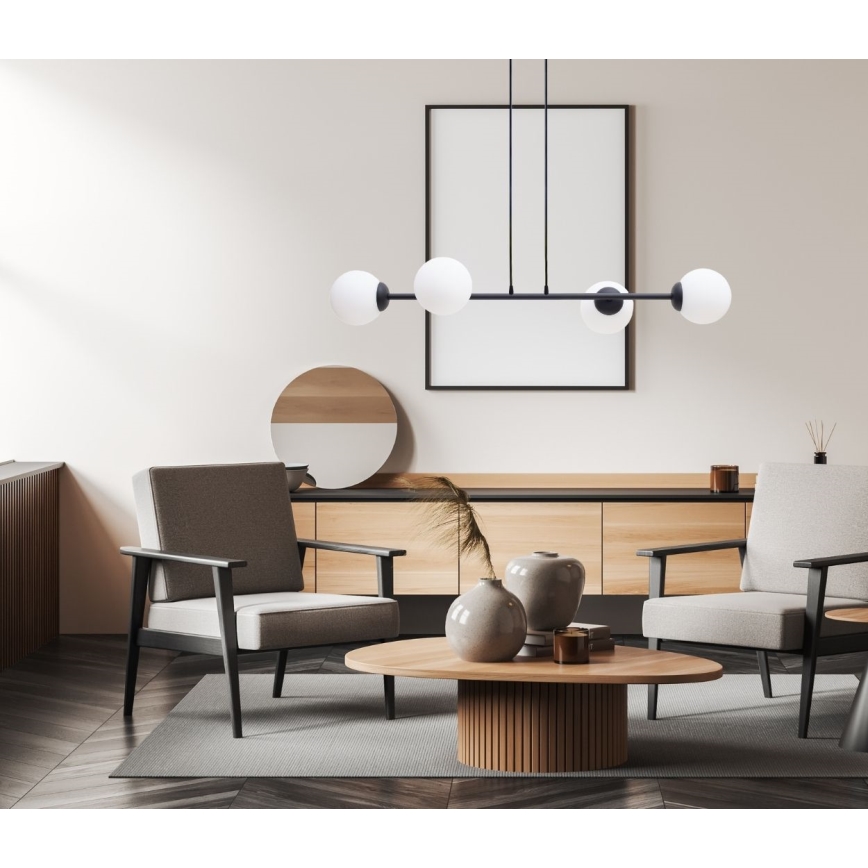 Lestenec na vrvici FIRA 4xE27/60W/230V črna