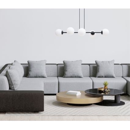 Lestenec na vrvici FIRA 5xE27/60W/230V črna