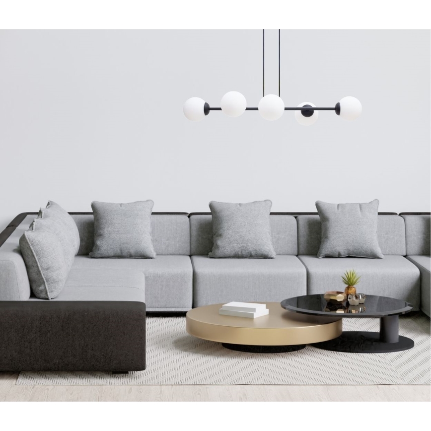 Lestenec na vrvici FIRA 5xE27/60W/230V črna