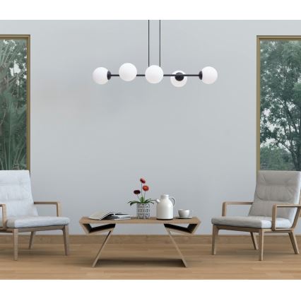 Lestenec na vrvici FIRA 5xE27/60W/230V črna